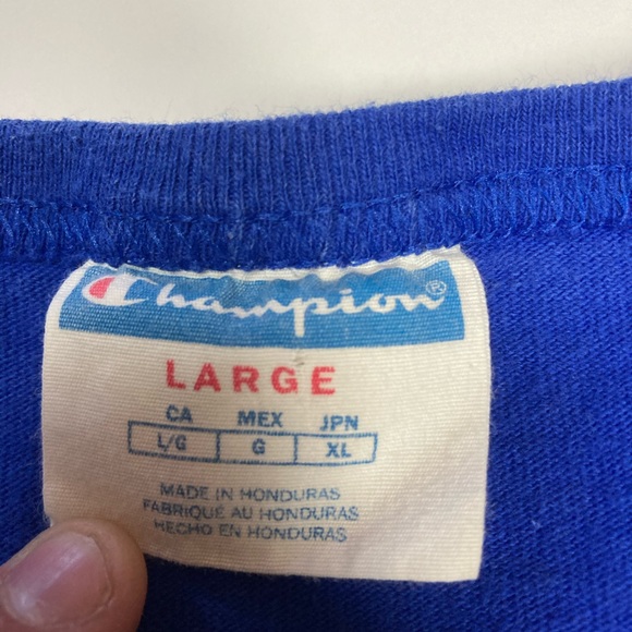 Champion Mens Large T Shirt Vintage Spellout Blue - Picture 5 of 5